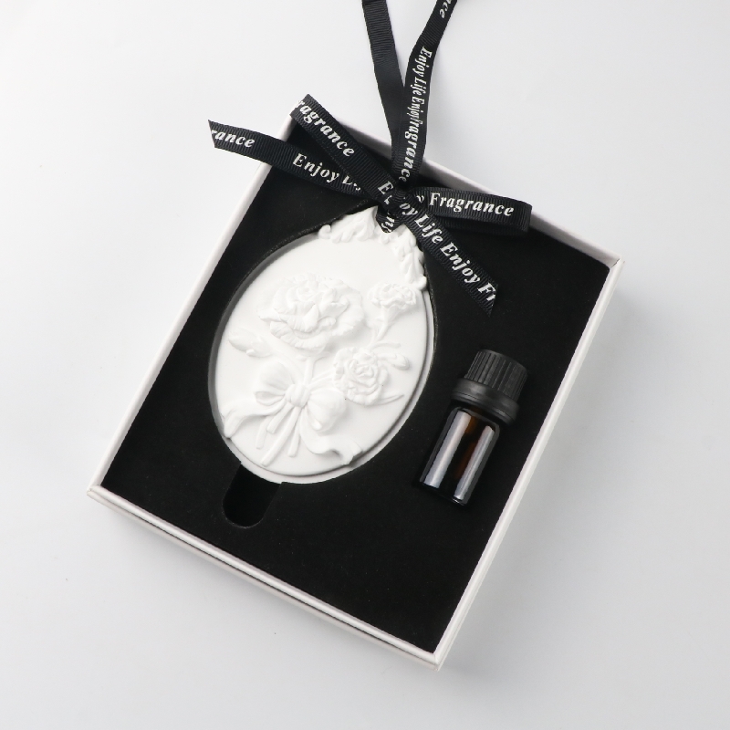 Wholesale White Rose Ceramic Flower Fragrance Essential Oil Diffuser Stone Air Freshener (图2)