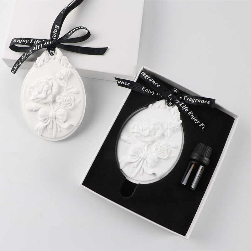 Wholesale White Rose Ceramic Flower Fragrance Essential Oil Diffuser Stone Air Freshener (图3)