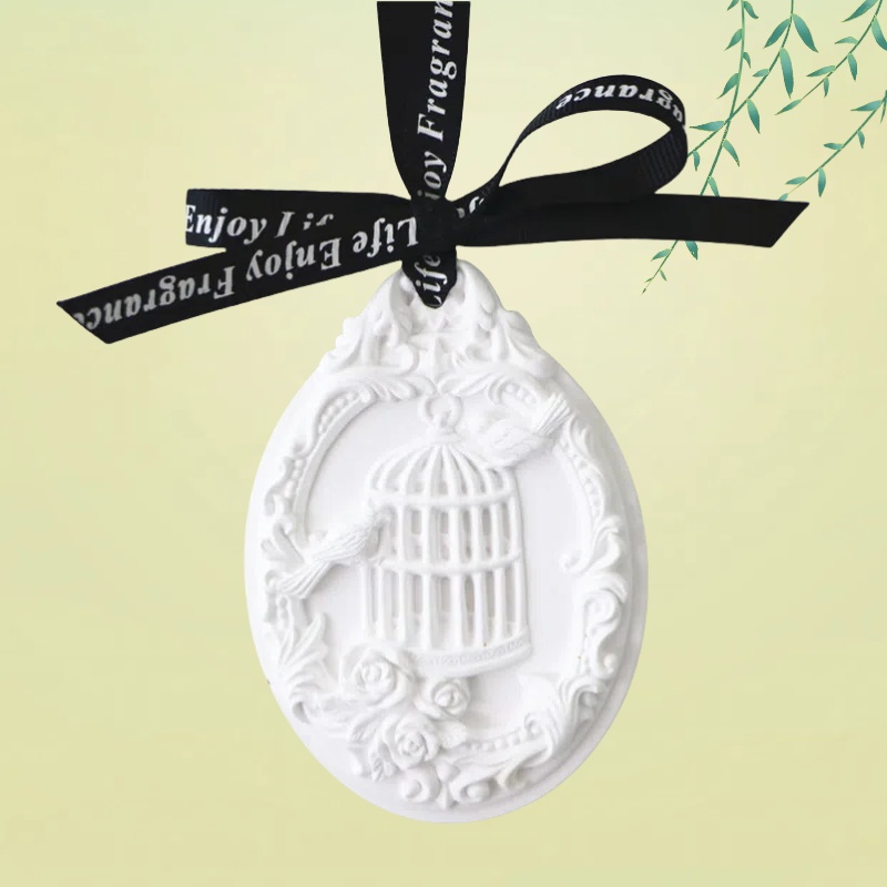 White Oval Scented Ceramic Hanging Porce